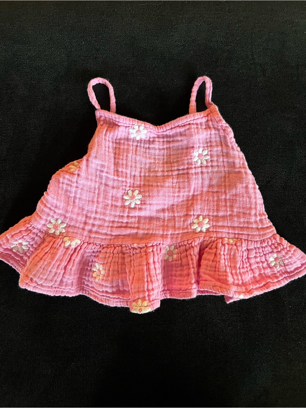 Girls Pink Floral Ruffle Tank Top